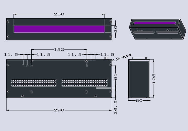 UV胶水固化用UVLED线光源-250×20(图3) uvled线光源